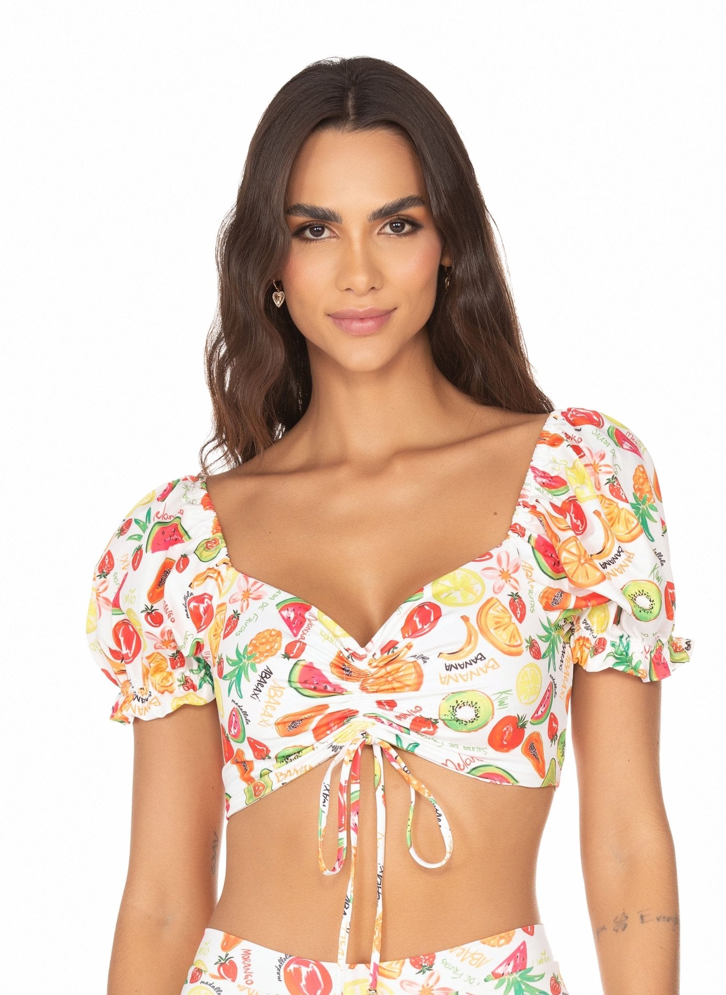 Biquíni Top Cropped Com Amarração E Calcinha Hot Pant Com Cós – Salada De Frutas MADA11042 - MADALLOLA