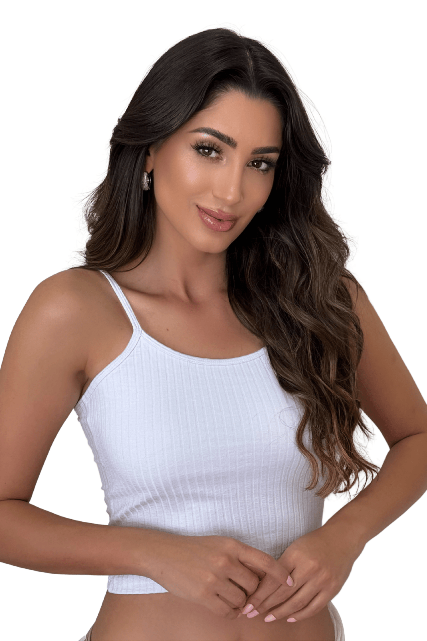 Blusa Cropped de Alcinha Canelada Branco 30000 - MADALLOLA