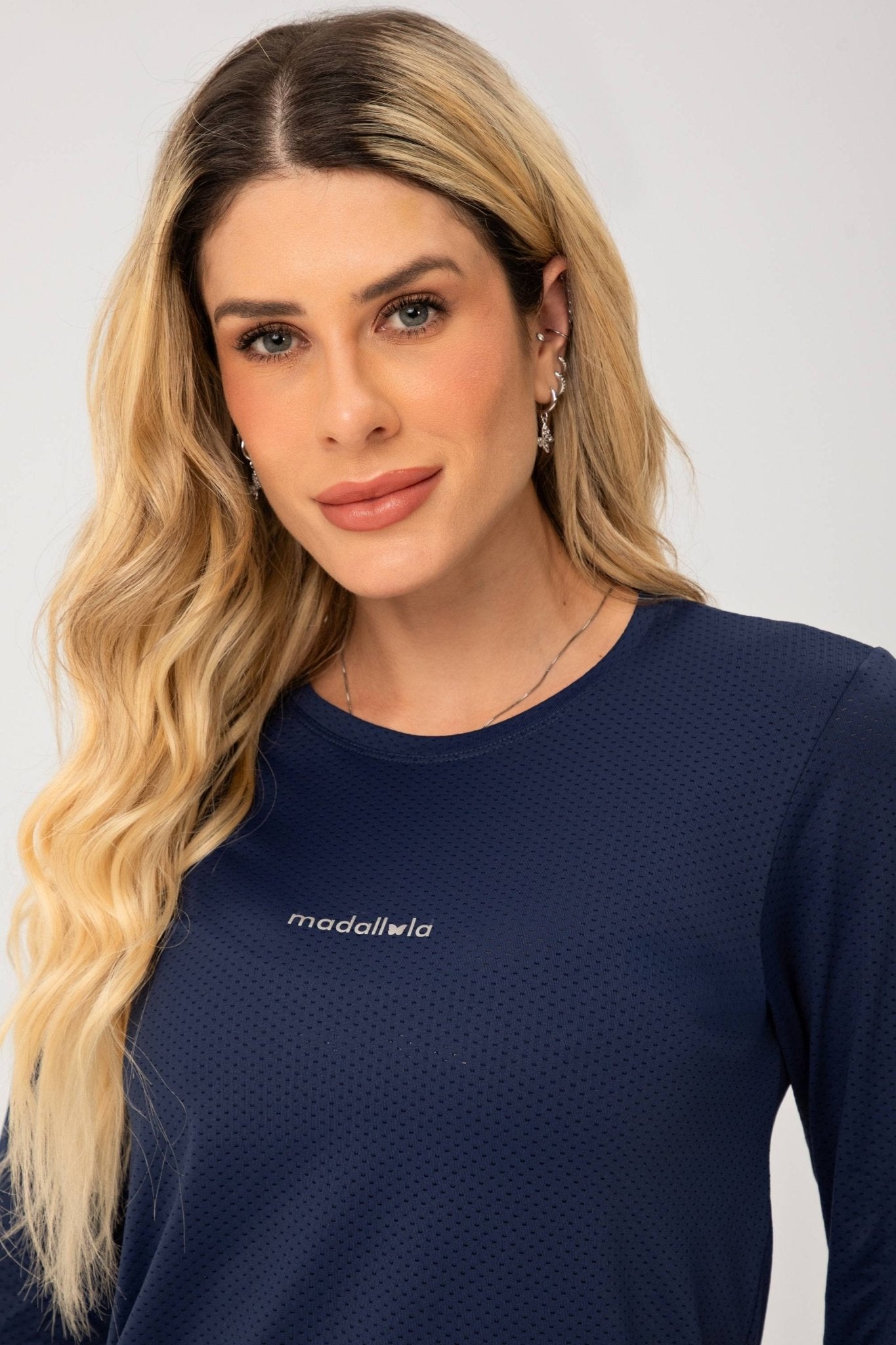Blusa de Manga Longa Essentials Dry Marinho MADAF250050 - MADALLOLA