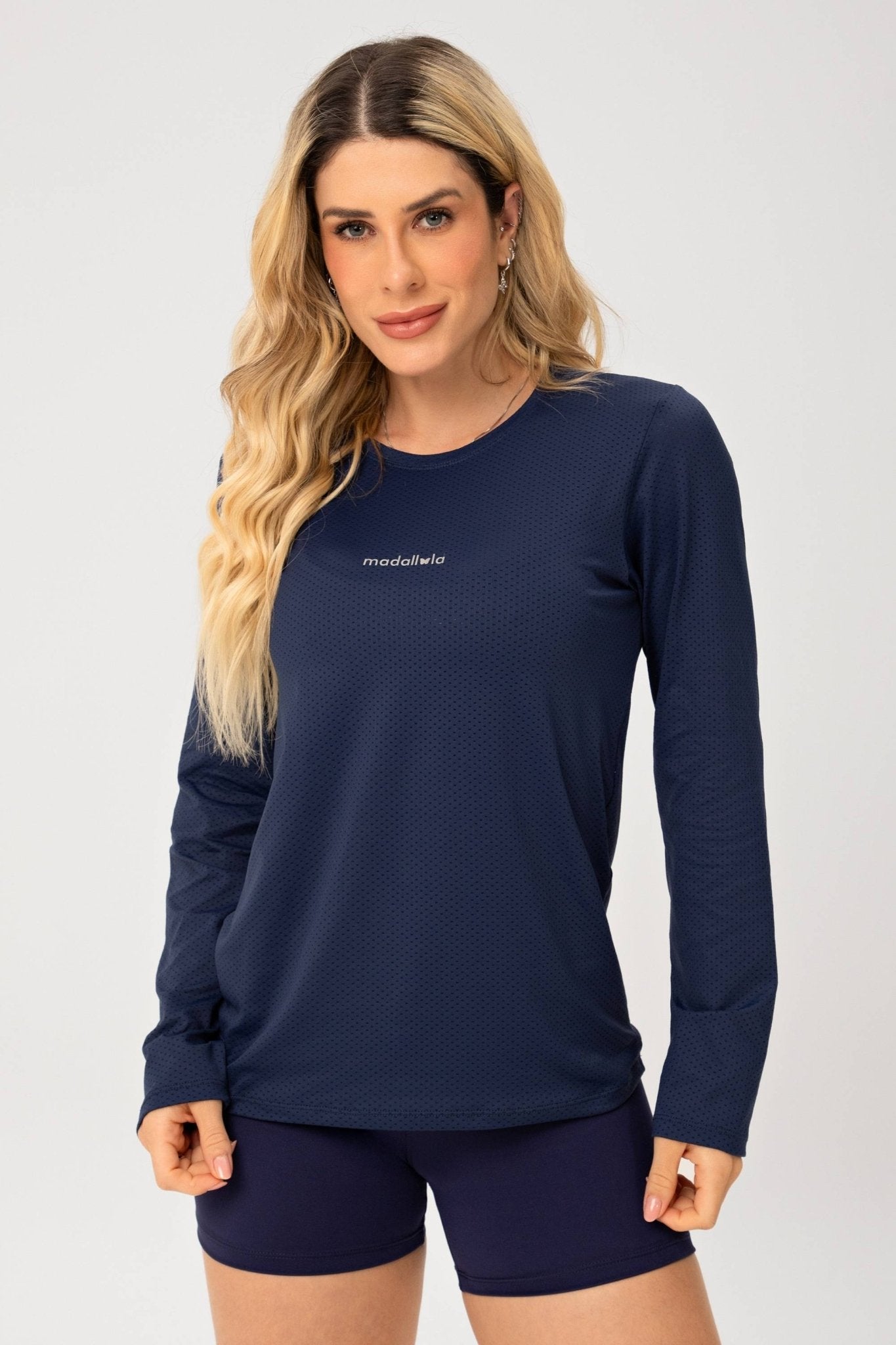 Blusa de Manga Longa Essentials Dry Marinho MADAF250050 - MADALLOLA