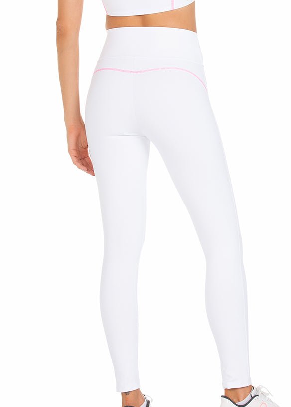 Calça Legging Branco Com Trançado Pink 22006 - MADALLOLA