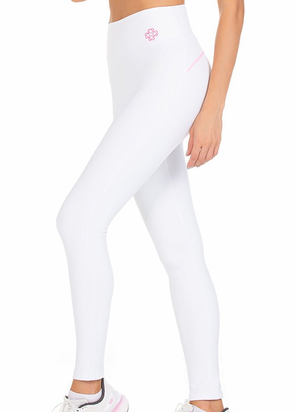 Calça Legging Branco Com Trançado Pink 22006 - MADALLOLA