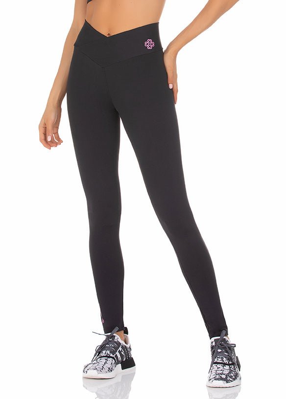 Calça Legging Transpassada Fit Preto 22023 - MADALLOLA