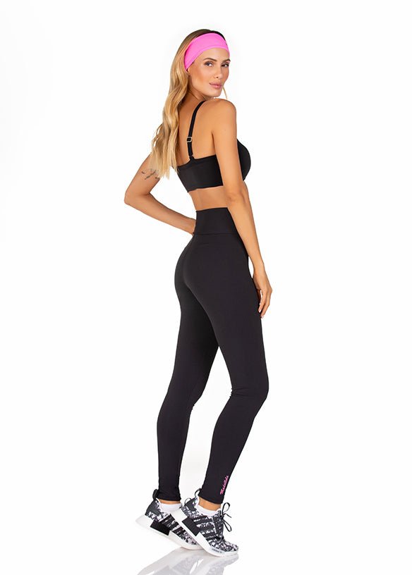 Calça Legging Transpassada Fit Preto 22023 - MADALLOLA