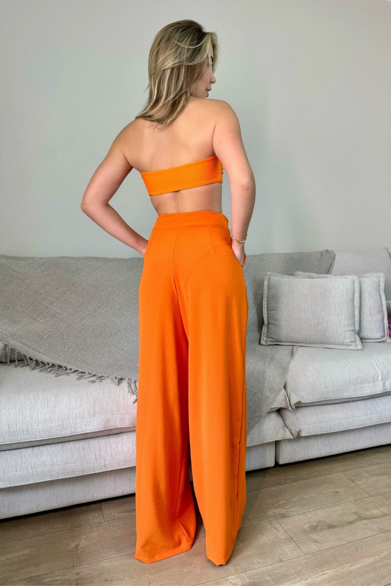 Calça Pantalona com Bolso - Laranja SUMMER010 - MADALLOLA