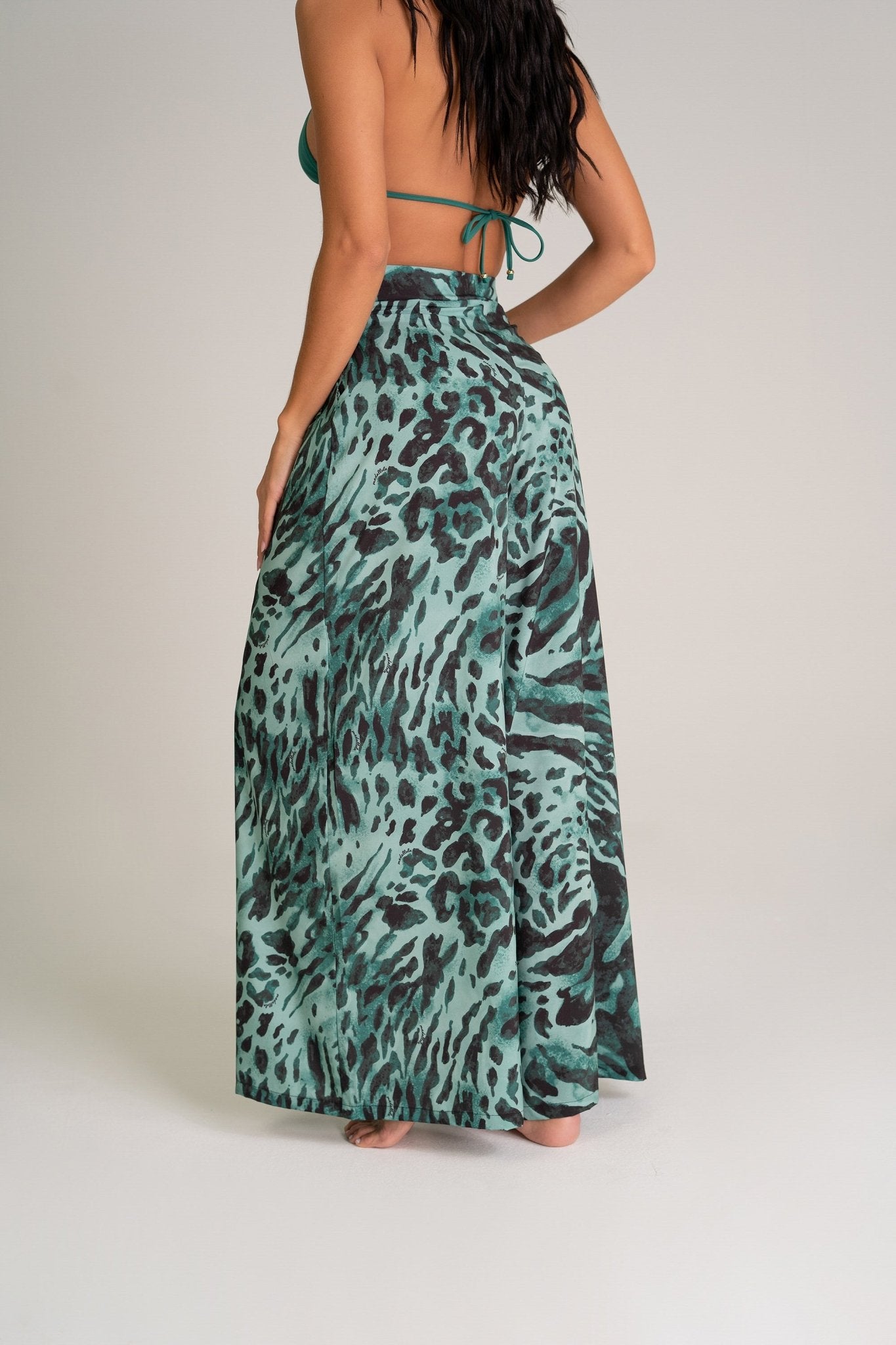 Pantalona Cintura Alta Estampado Onça Verde MADAP25029 - MADALLOLA