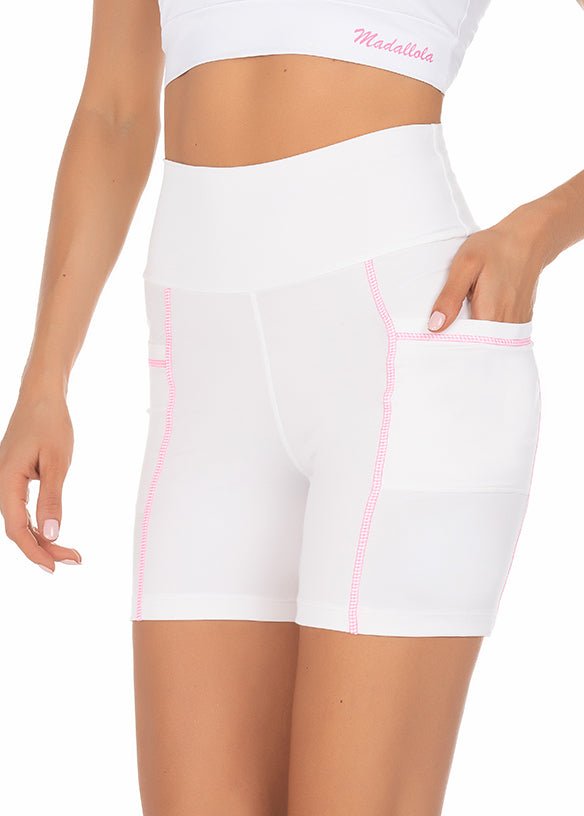 Shorts Branco Com Trançado Pink 22017 - MADALLOLA