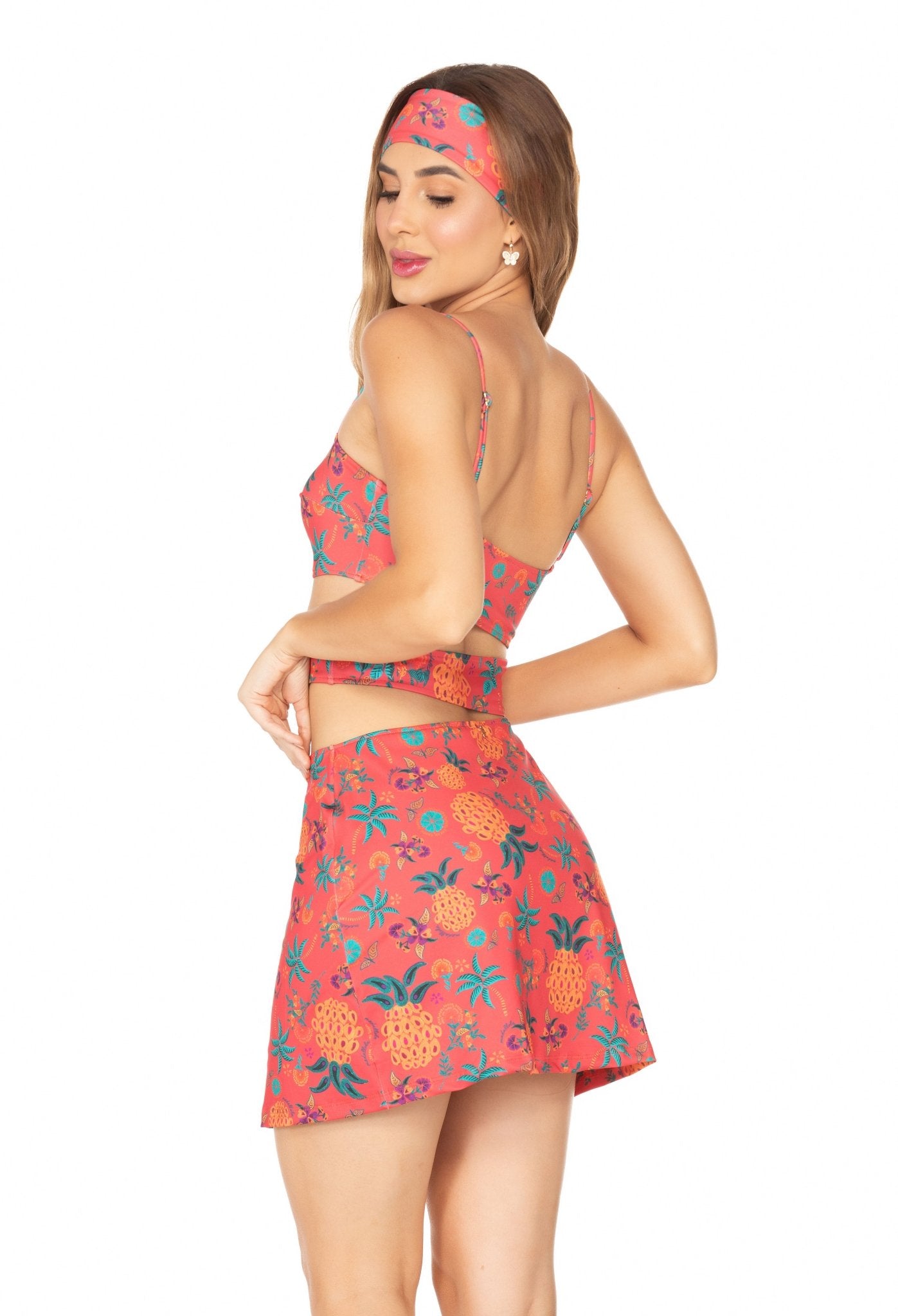 Vestido de Alcinha Fundo Vermelho e Abacaxi MADA11011 - MADALLOLA